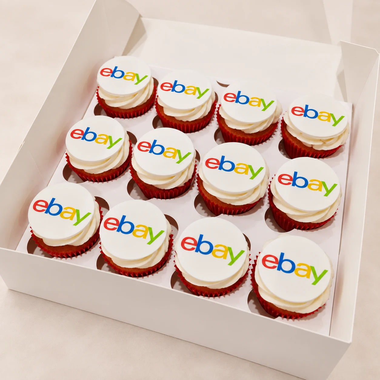 Boxed eBay branded cupcakes