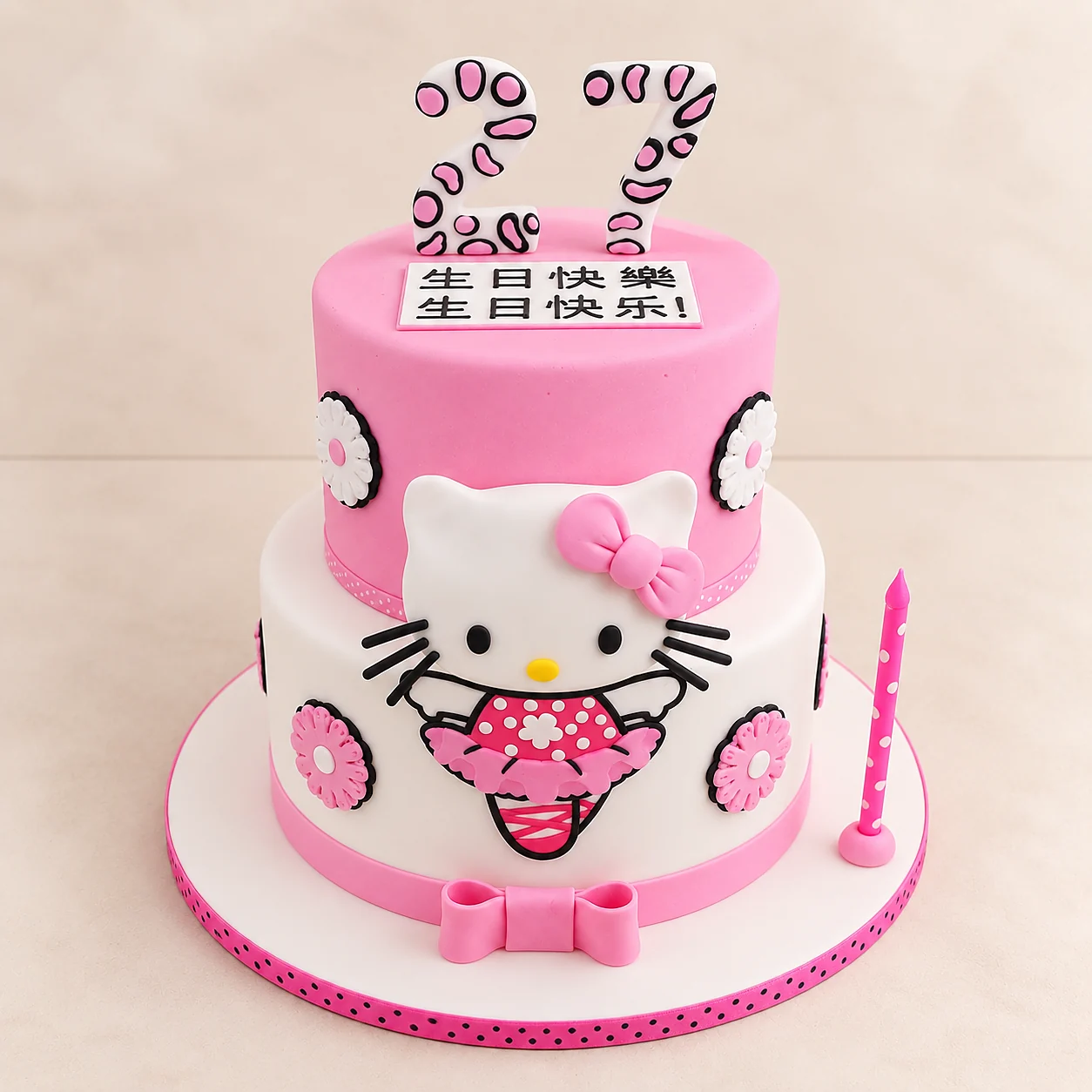 Hello Kitty themed children's birthday cake