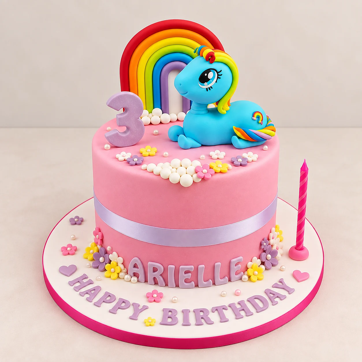 Pink My Little Pony themed birthday cake