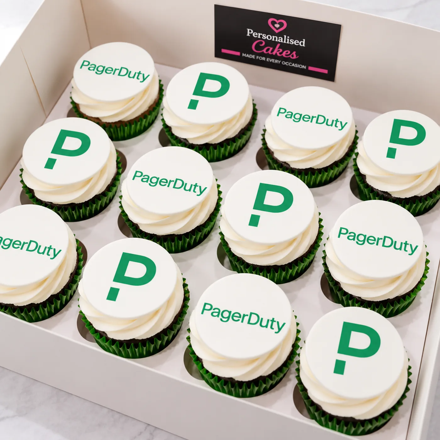 PagerDuty branded cupcakes