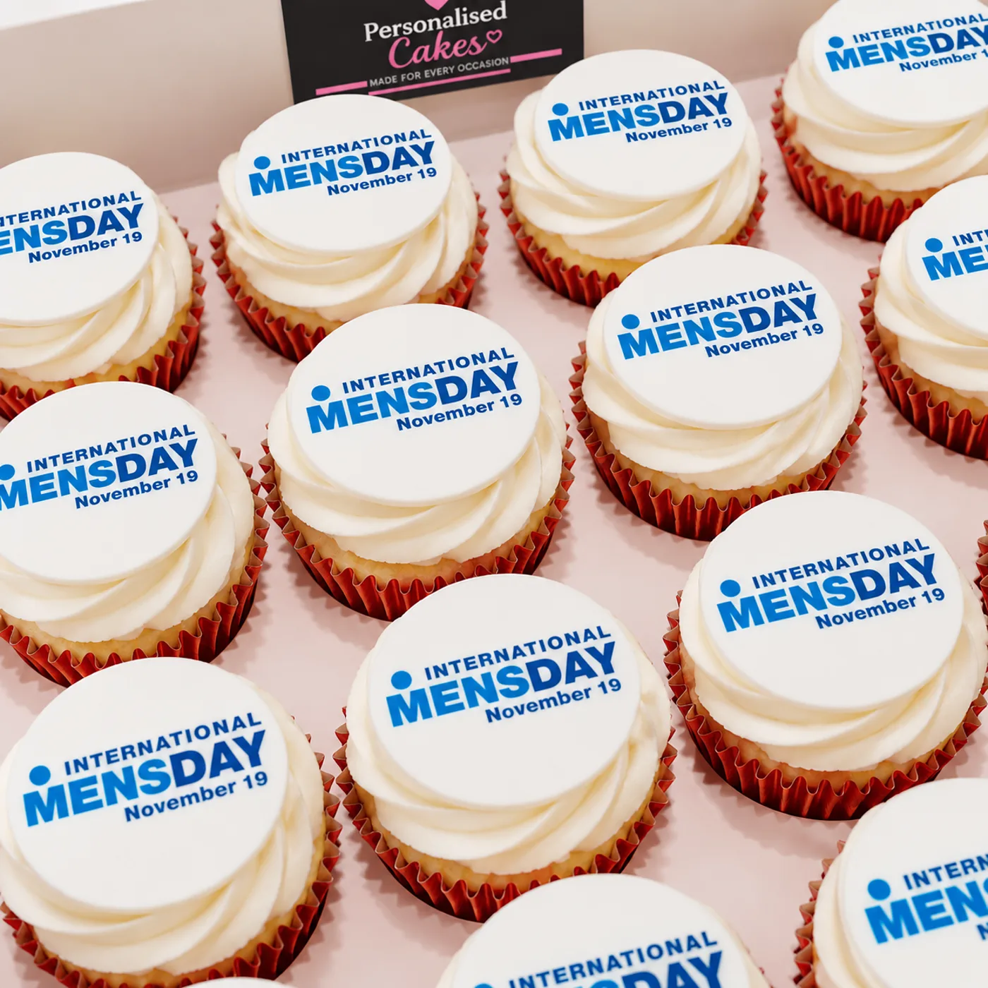International Men’s Day branded cupcakes