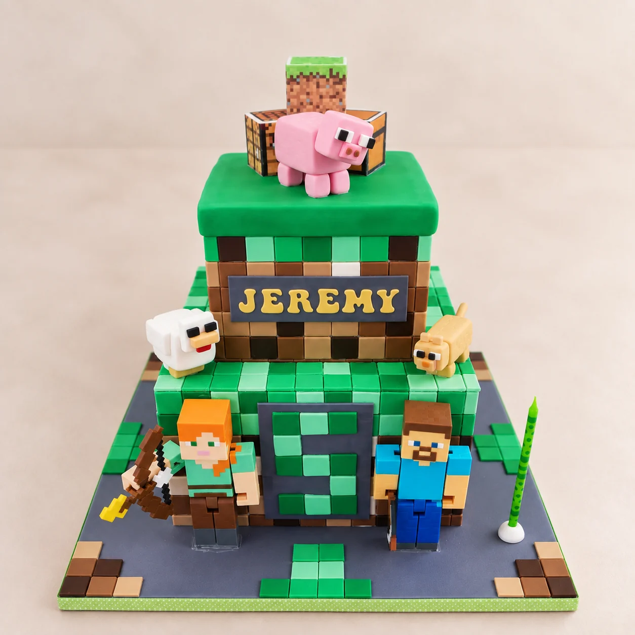 Minecraft themed birthday cake for Jeremy