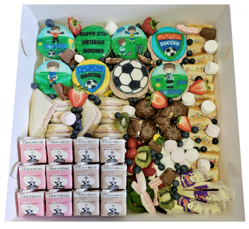 Soccer themed printed sandwich platter